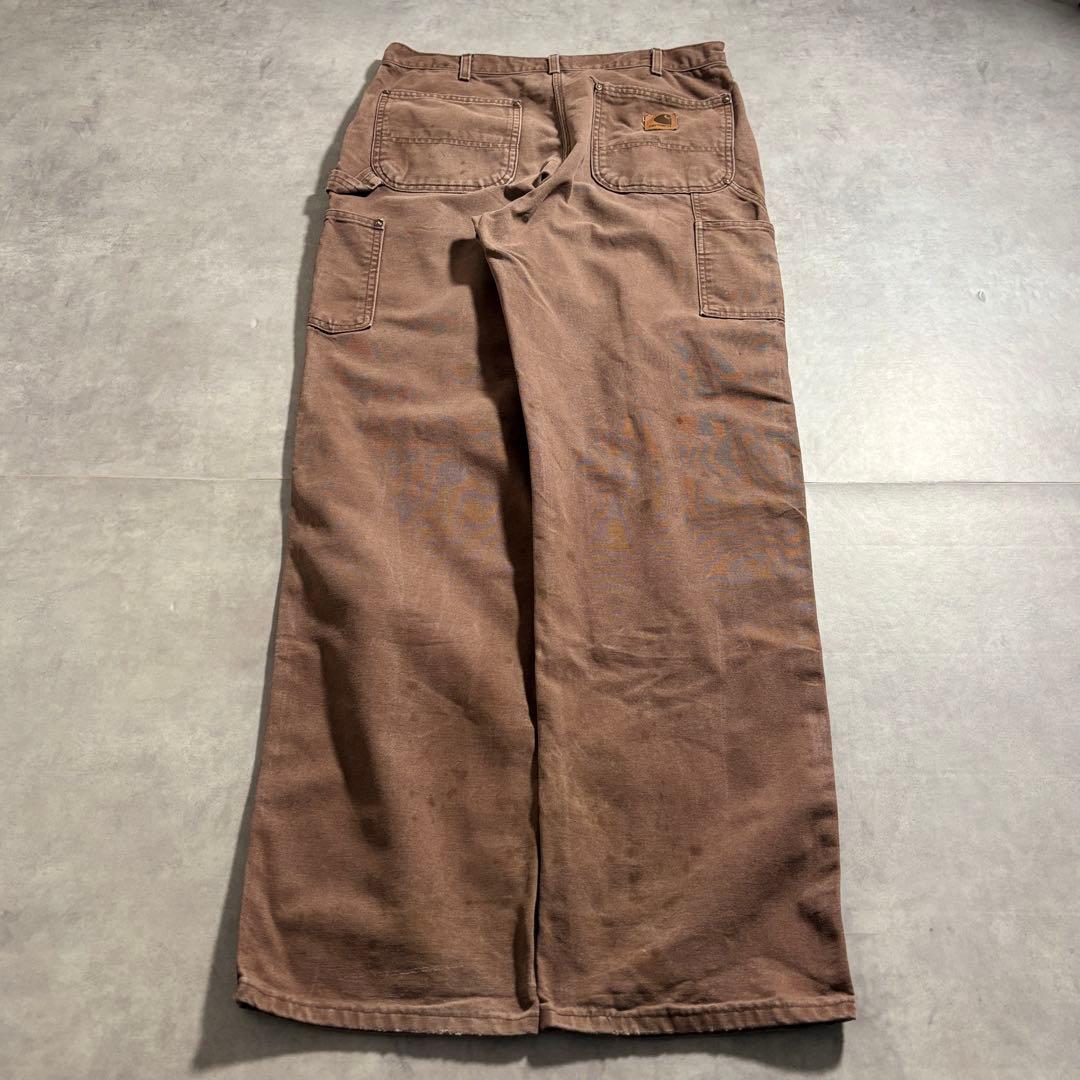 古着 90s Carhartt ダブルニー ワーク パンツ ブラウン usa製