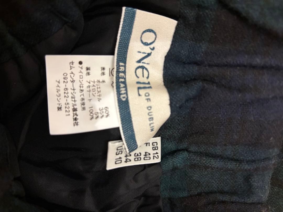 オニールオブダブリン　ウール ブレンドタックチェック スカート サイズ12