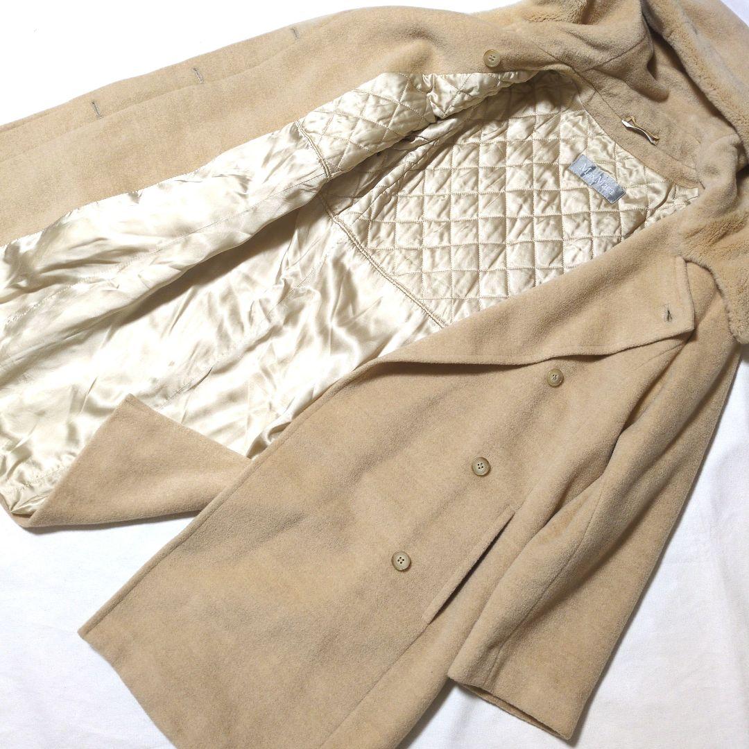 美品 MAX MARA 銀タグ ヌートリアファー フード付き ウールコート