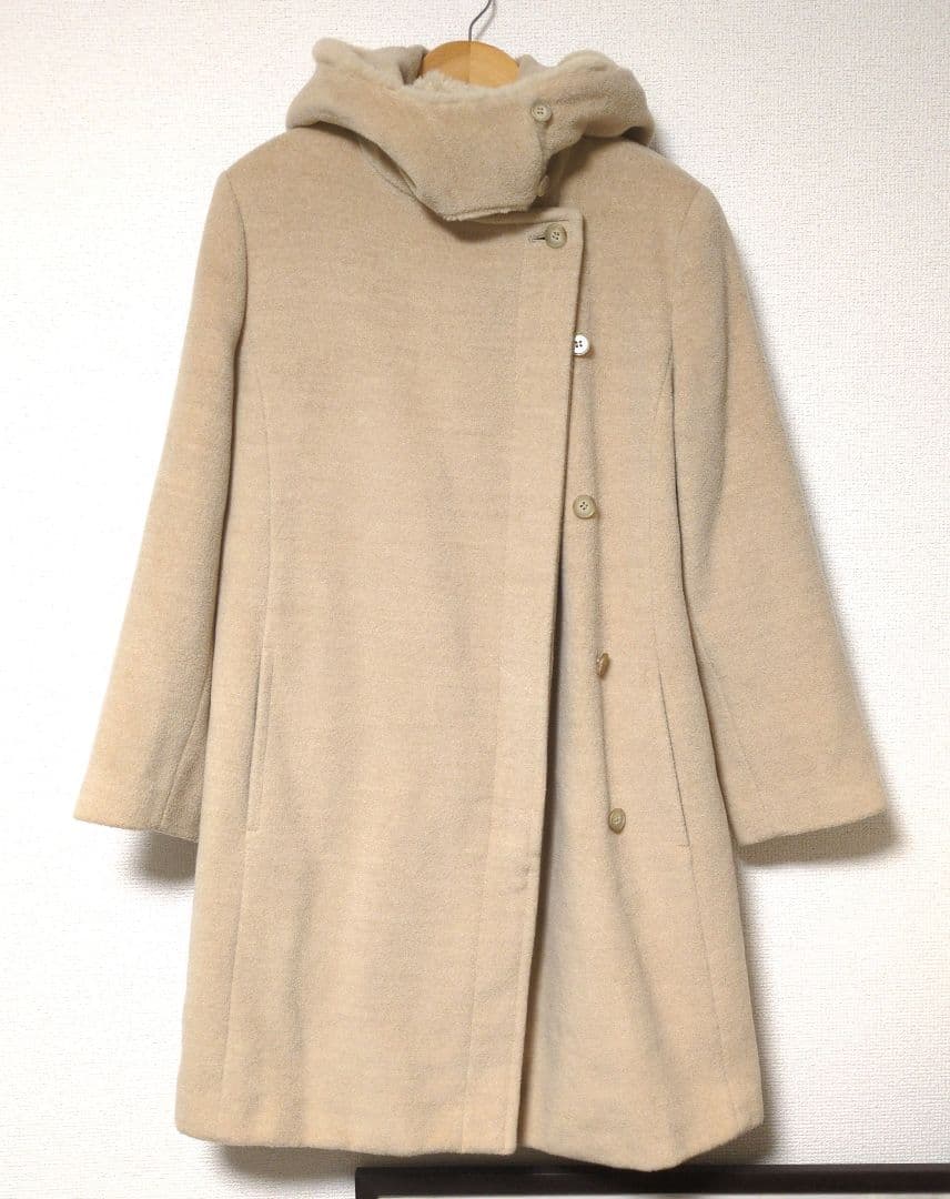 美品 MAX MARA 銀タグ ヌートリアファー フード付き ウールコート