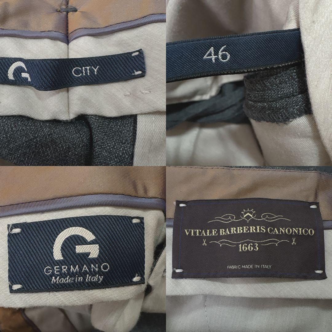 【ジェルマーノ】イタリア製 スラックス テーパードパンツ 46 グレー メンズ