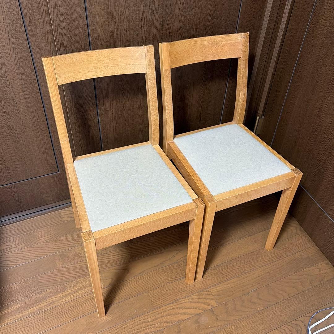 【美品☆希少】無印　オーク材　木製チェア 2客セット