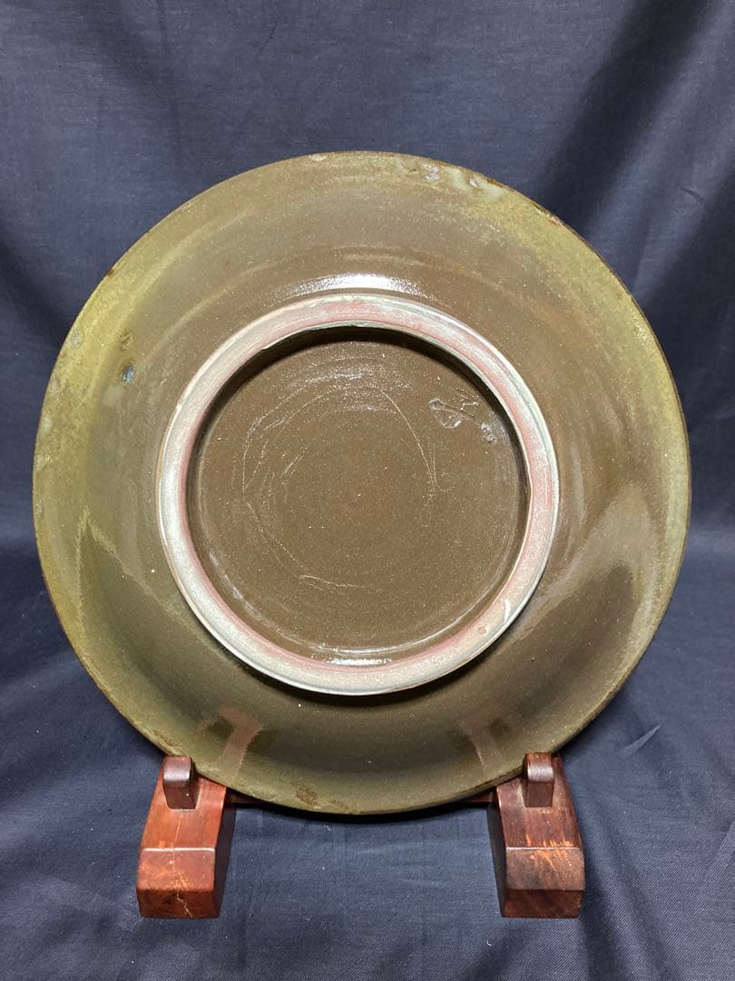 壺屋焼　島袋常秀　やちむん　染付尺皿　民芸　民藝　琉球陶器