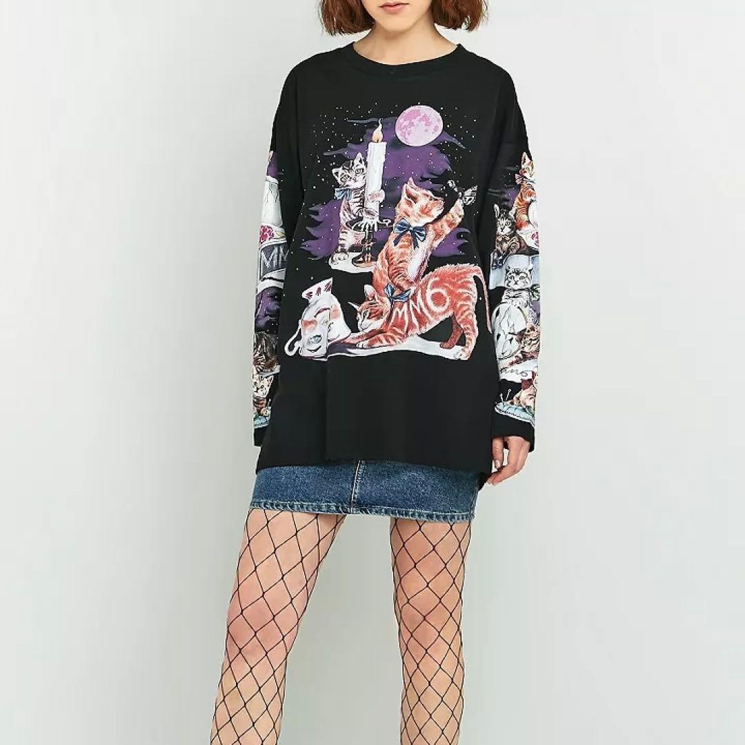 [なみへい ] MM6 - キャットプリント L/S カットソー