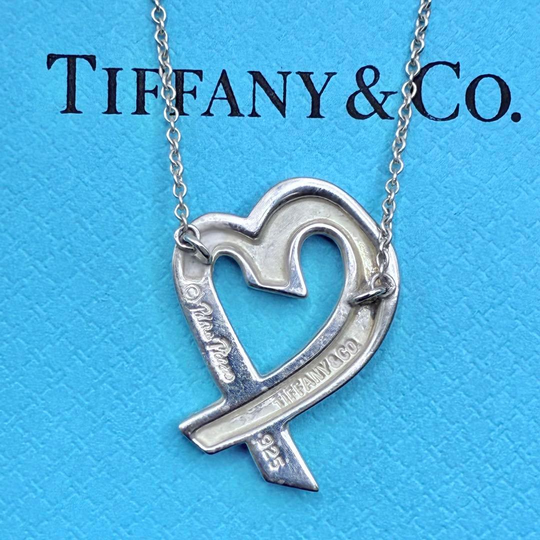【希少】ティファニー　ラビングハート　ネックレス　ミディアム　シルバー　美品