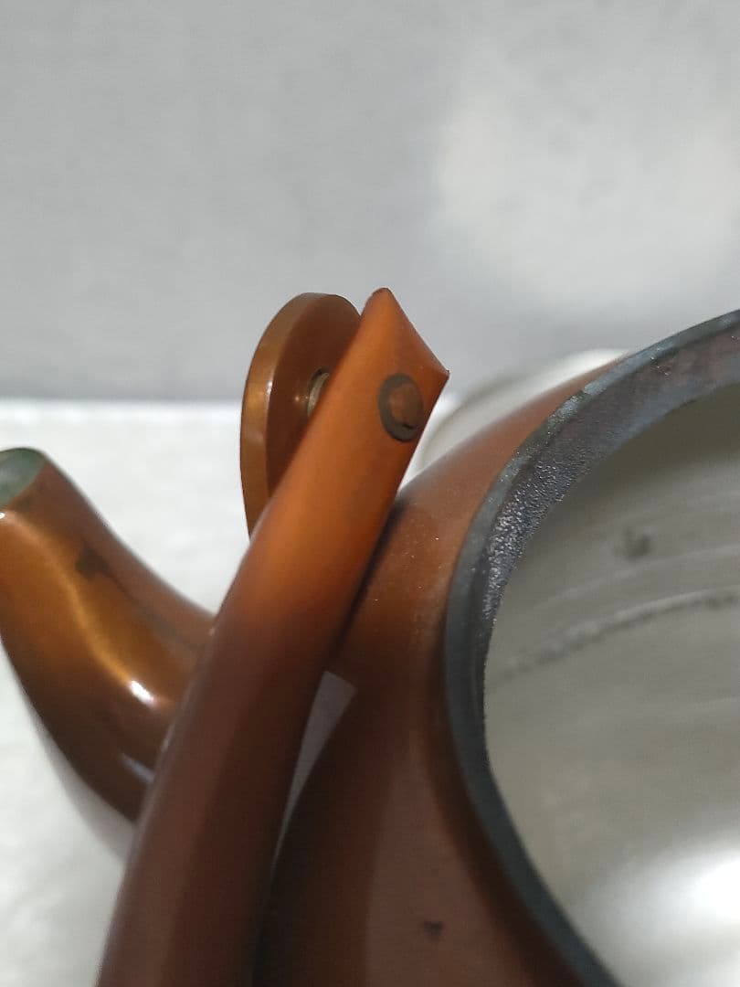 ★【茶道具】銅製金象嵌 秋草に蝶図 水注 薬缶