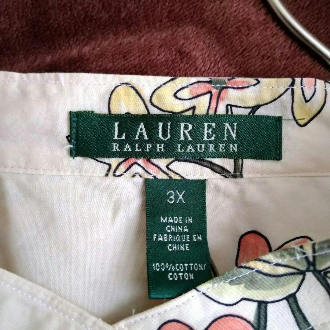 ローレンラルフローレン 花柄 五分袖 チュニック ボタニカル 3L