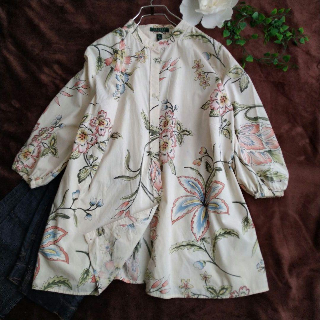 ローレンラルフローレン 花柄 五分袖 チュニック ボタニカル 3L