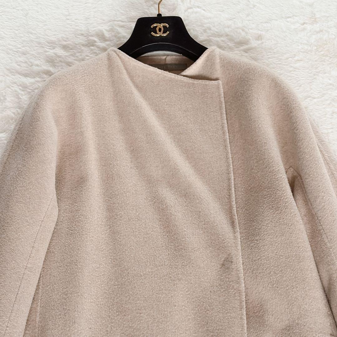 美品✨【セオリーリュクス】カシミヤウール ダブルフェイス ノーカラーリバーコート