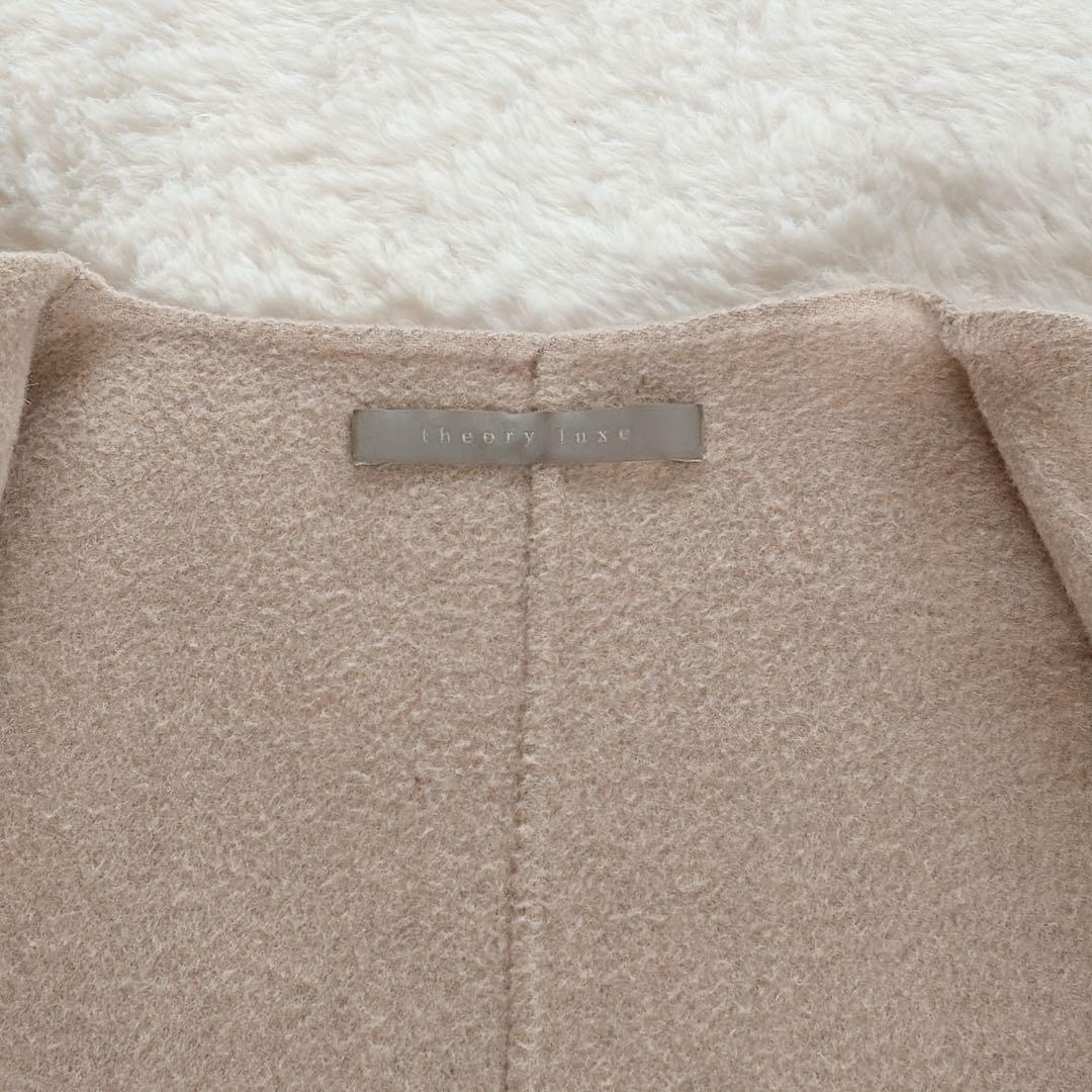 美品✨【セオリーリュクス】カシミヤウール ダブルフェイス ノーカラーリバーコート