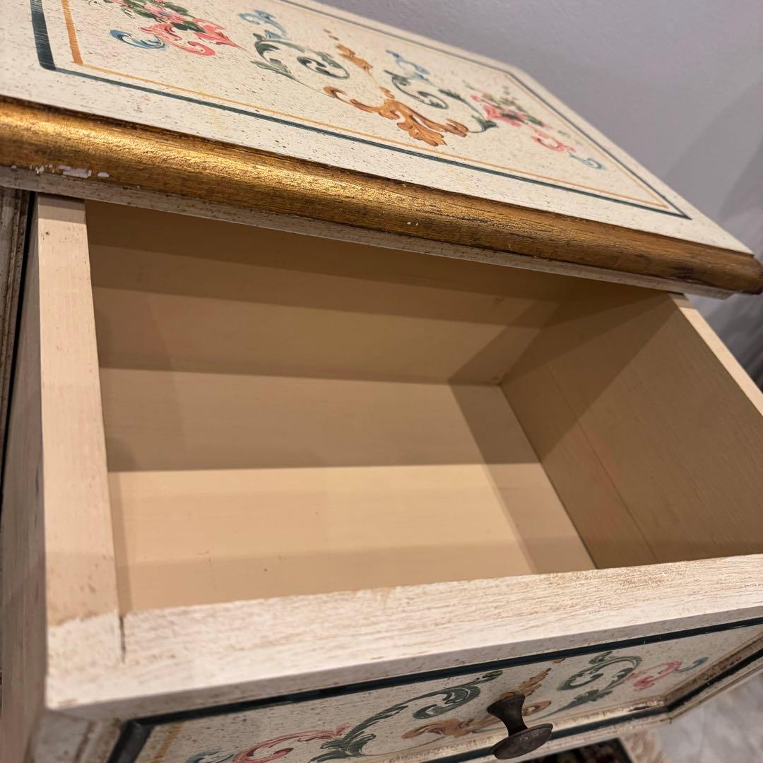 トールペイント サイドチェスト ロココ調 アンティーク家具 ヴィンテージ家具