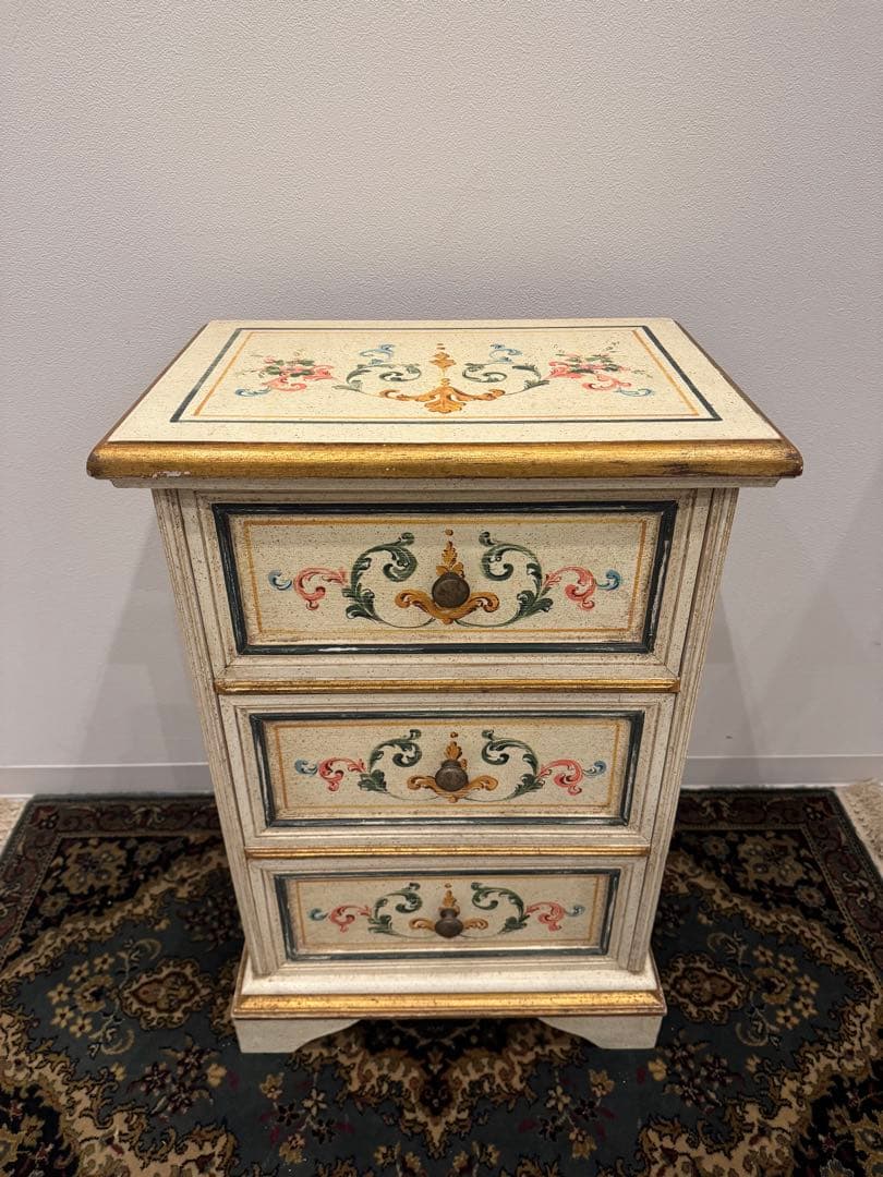 トールペイント サイドチェスト ロココ調 アンティーク家具 ヴィンテージ家具