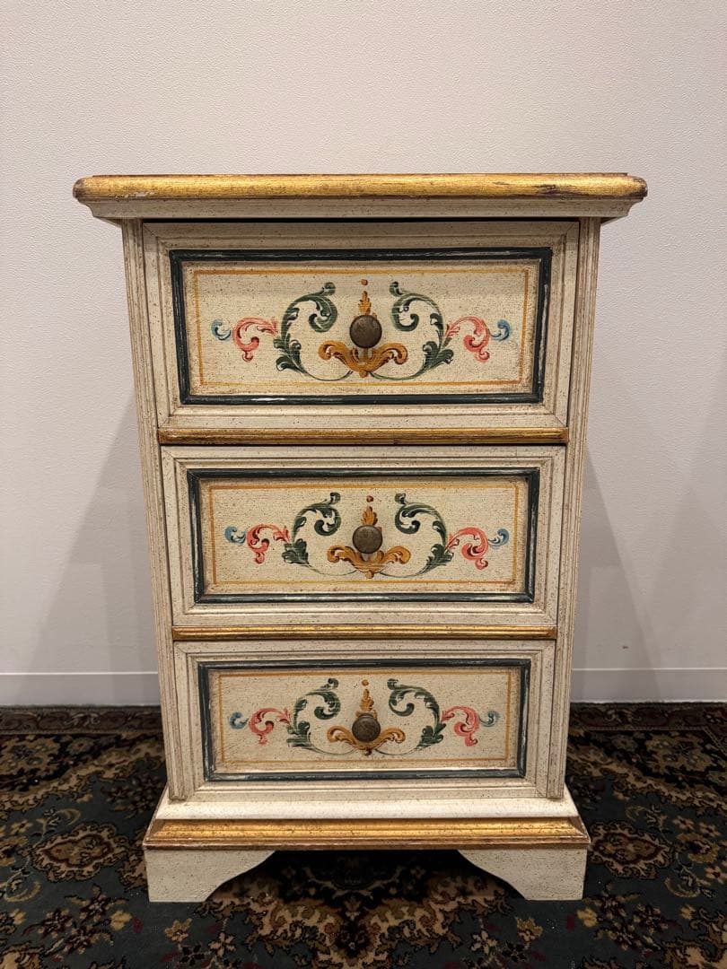 トールペイント サイドチェスト ロココ調 アンティーク家具 ヴィンテージ家具