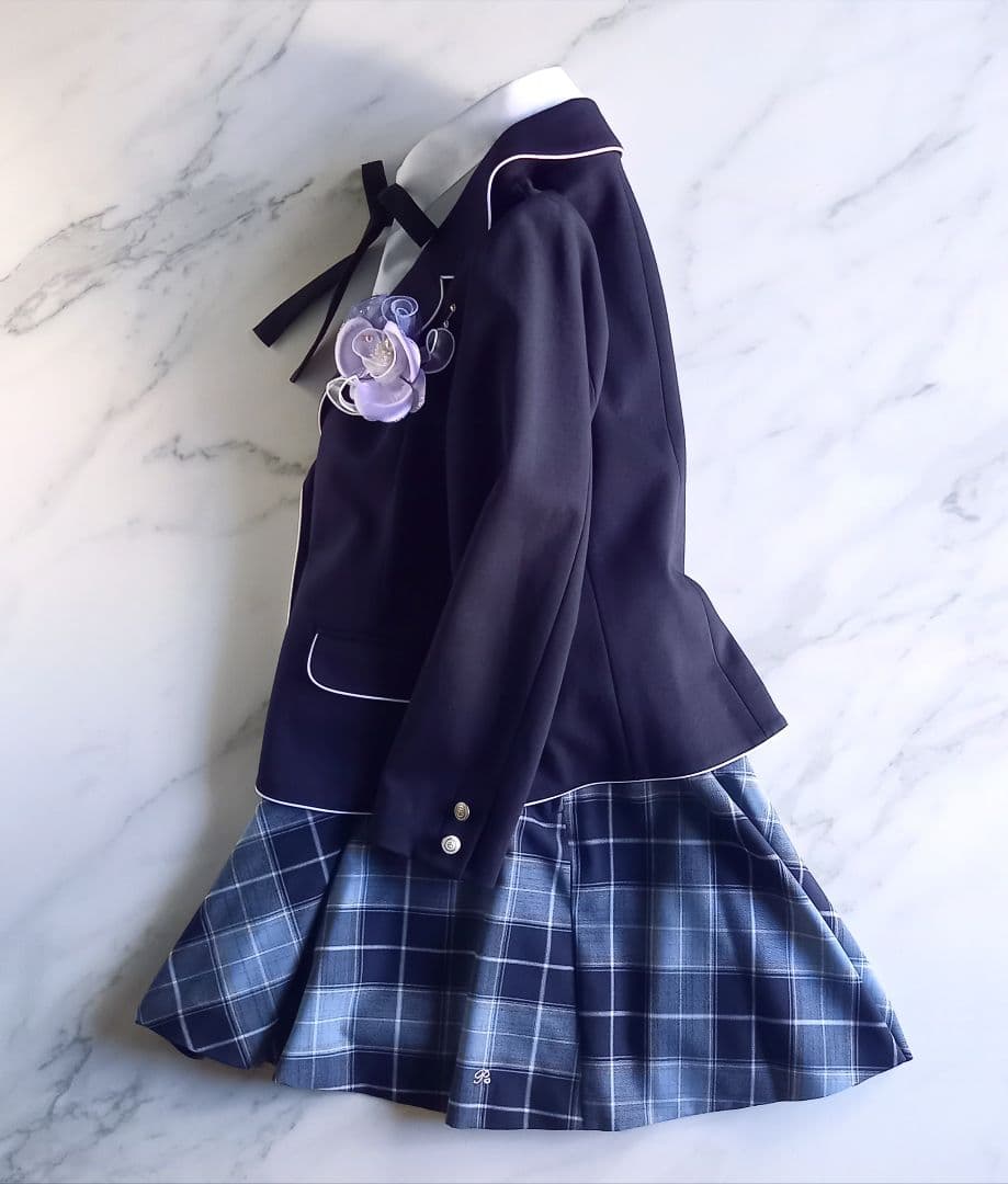 ポンポネット♥️150 卒服　卒業　お受験　フォーマル　青　チェック　冠婚葬祭