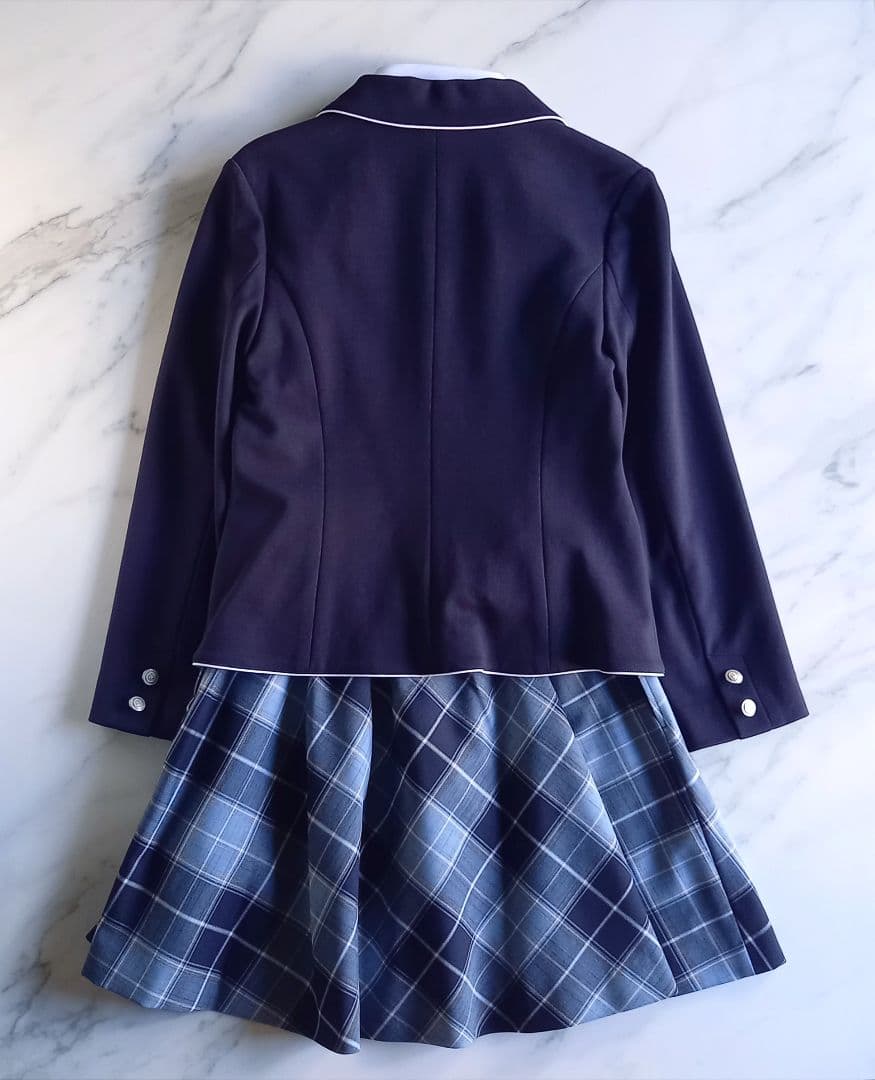 ポンポネット♥️150 卒服　卒業　お受験　フォーマル　青　チェック　冠婚葬祭