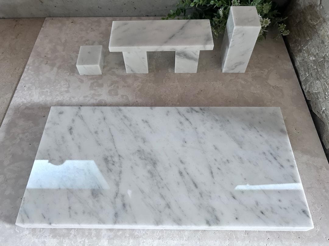 【この】天然白大理石ブロック・プレート●6点セット●巾木2枚●送料無料
