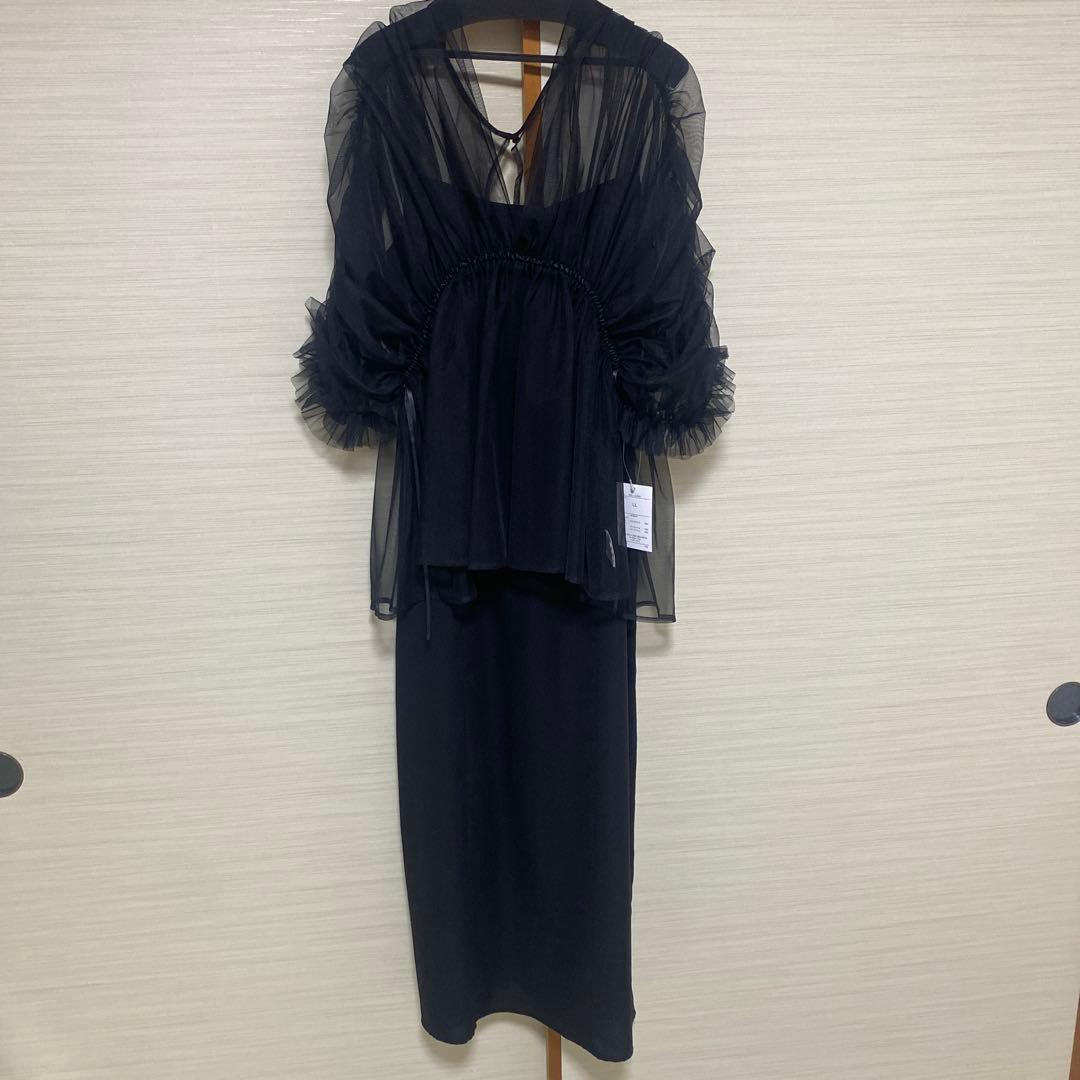 美品　Callarus デザインチュールトップス＋ロングワンピースドレス LL