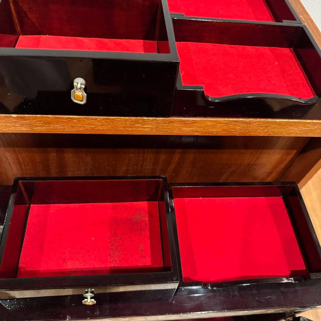 【珍品】豪華 螺鈿細工 観音開き 小物収納 小引出し 漆 鏡面仕上げ 李朝家具
