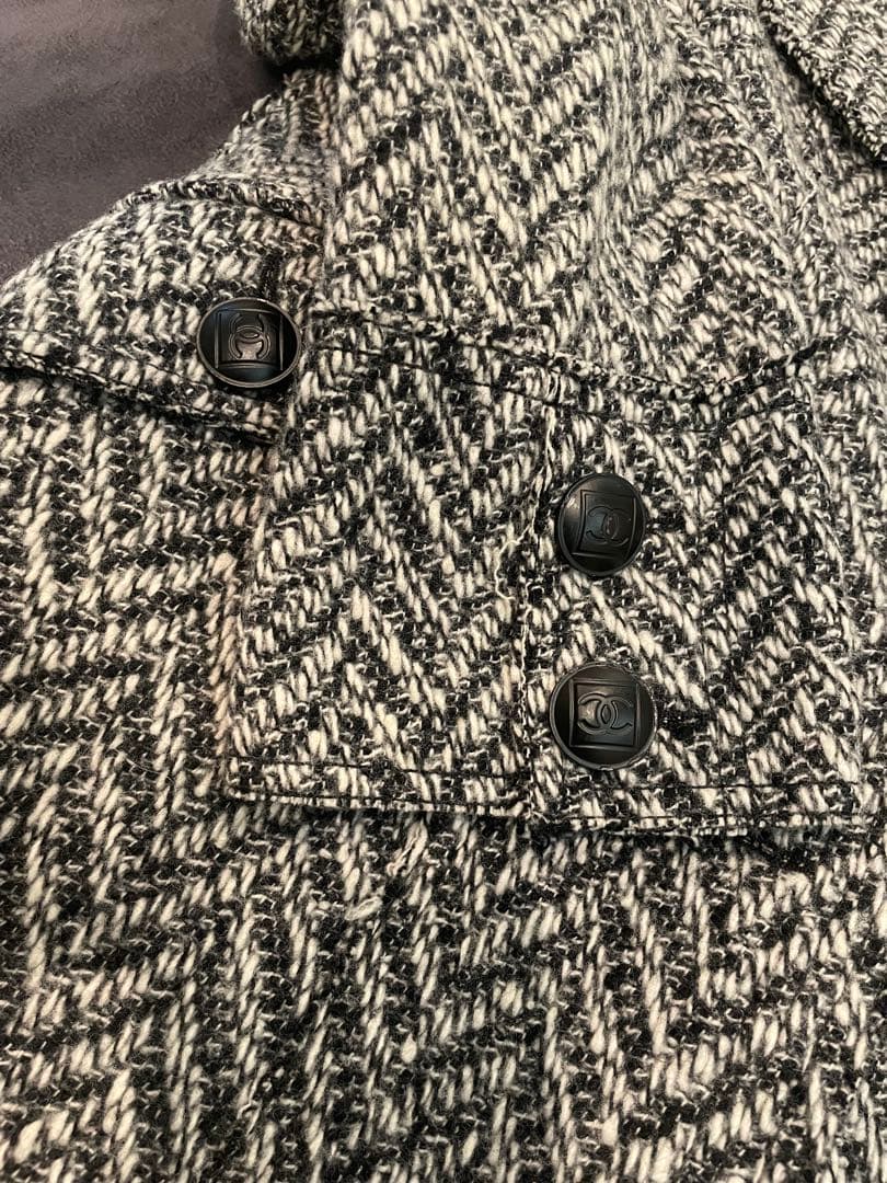 美品　CHANEL メンズライクツイードジャケットコート　オーバーサイズ　42