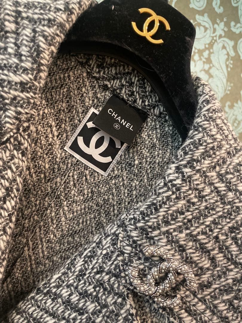 美品　CHANEL メンズライクツイードジャケットコート　オーバーサイズ　42