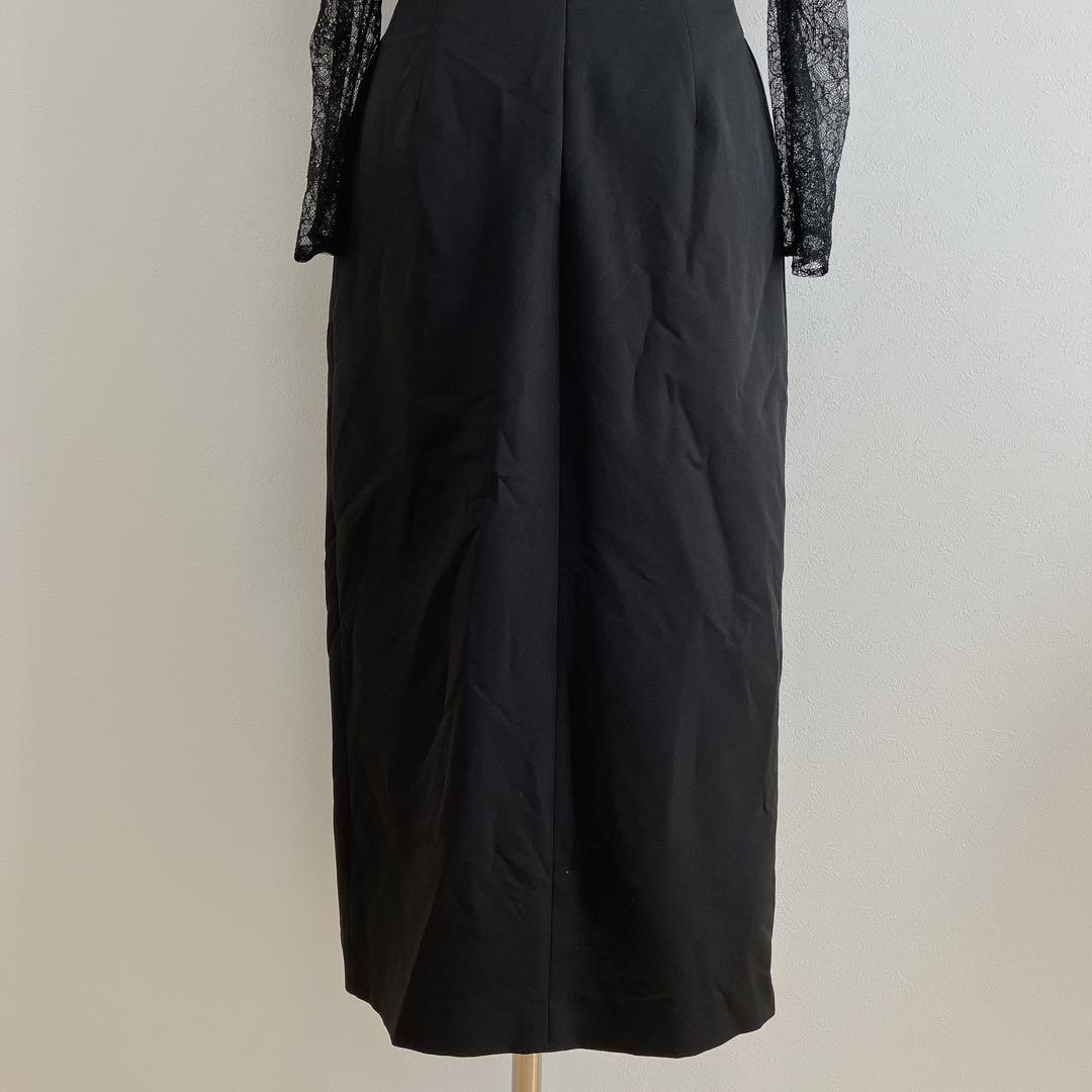 ラグナムーン　ブラック　スリーブレースカッティングドレスmB602072919M