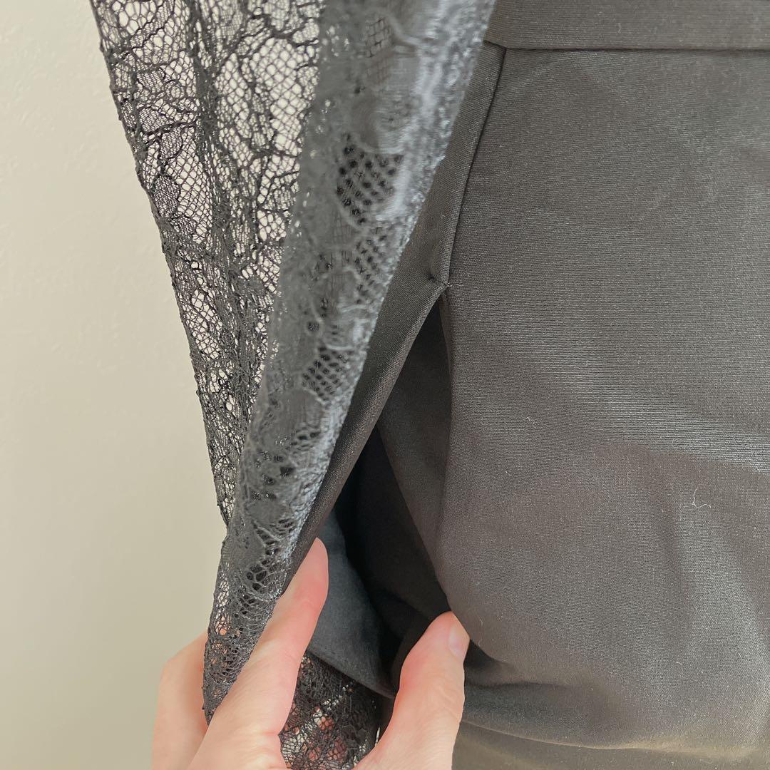 ラグナムーン　ブラック　スリーブレースカッティングドレスmB602072919M