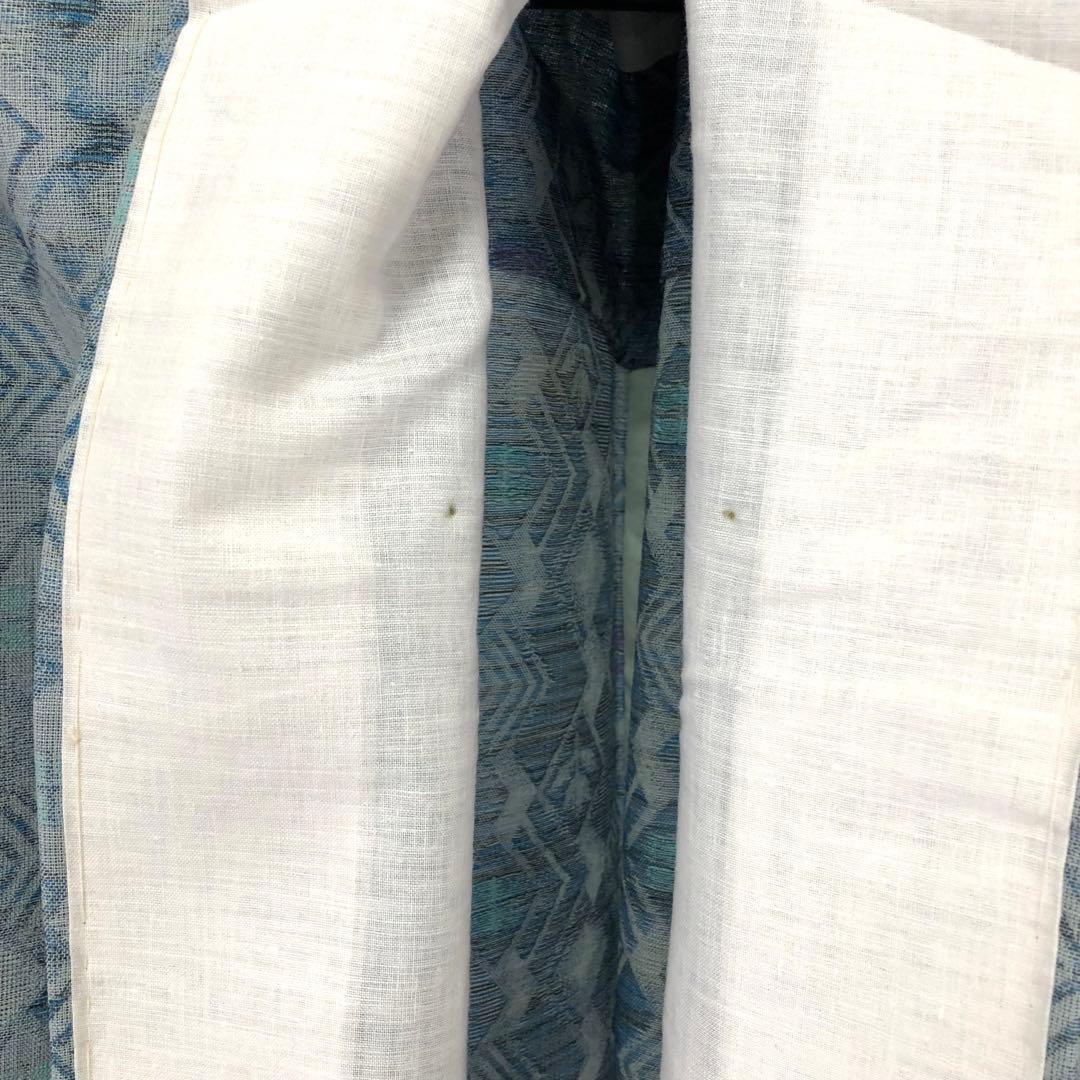 SK-035 夏着物 紬 薄物 広衿 菱 華 甕覗色