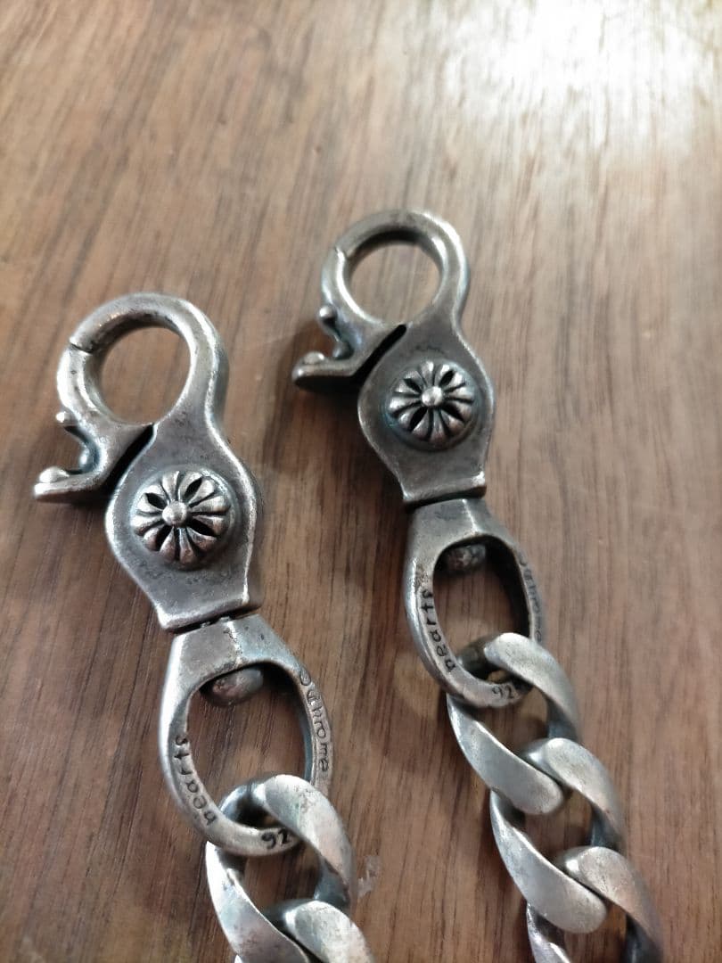 シルバー925クラシックウォレットチェーン ダブルクリップ