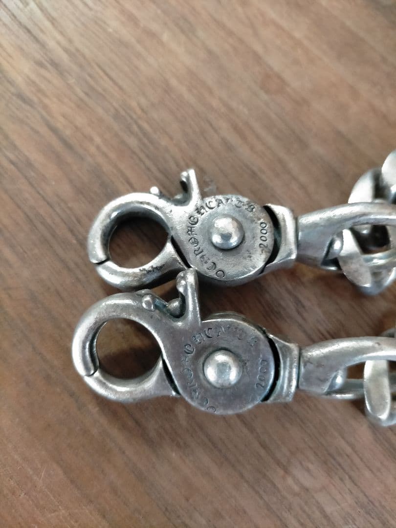 シルバー925クラシックウォレットチェーン ダブルクリップ