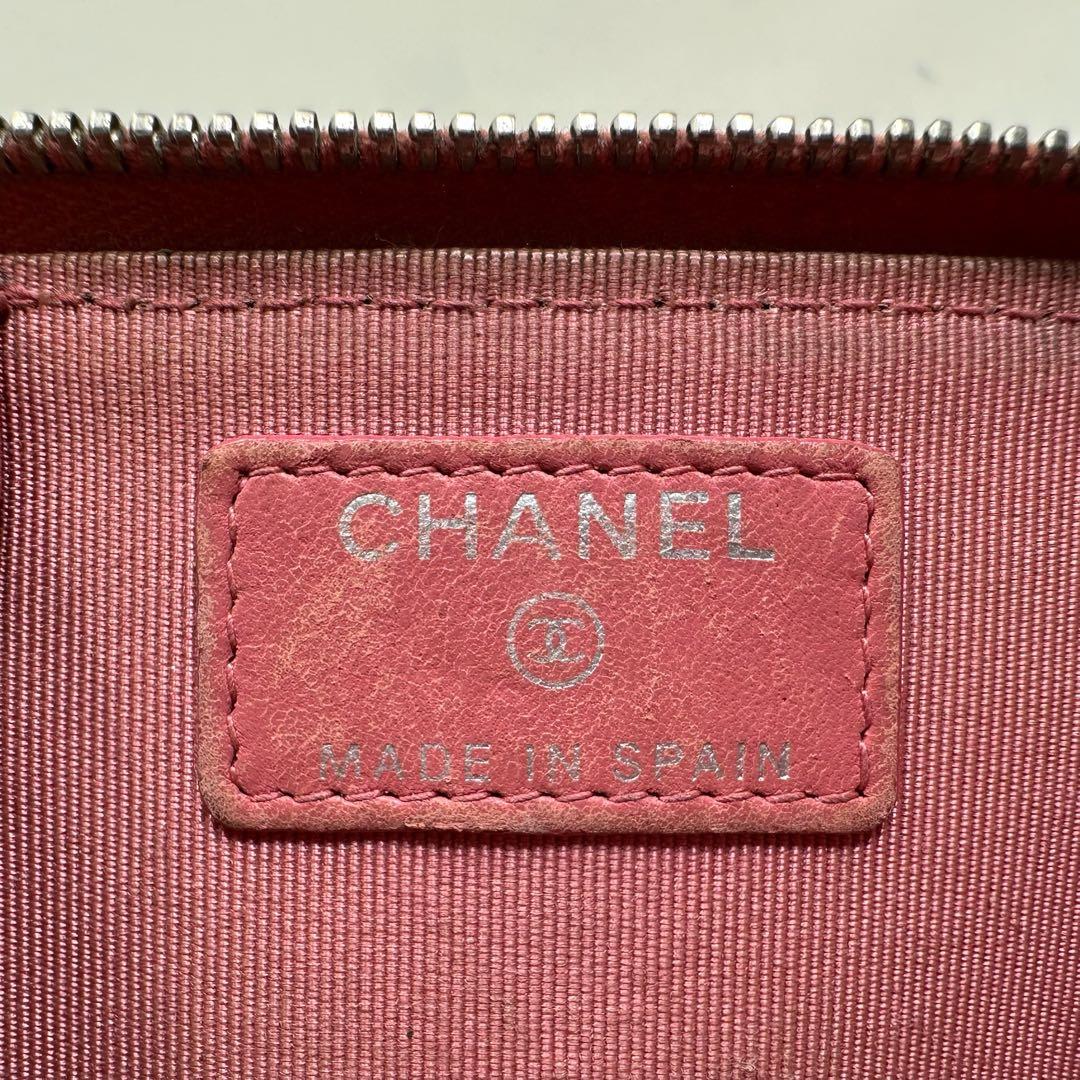 CHANEL シャネル ラムスキン ケース 小銭入れ ホルダー付き w8