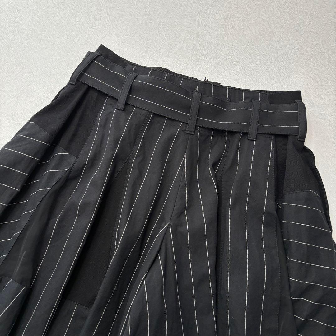sacai ハーフパンツ ショートパンツ プリーツ　ドッキング　ストライプ　2