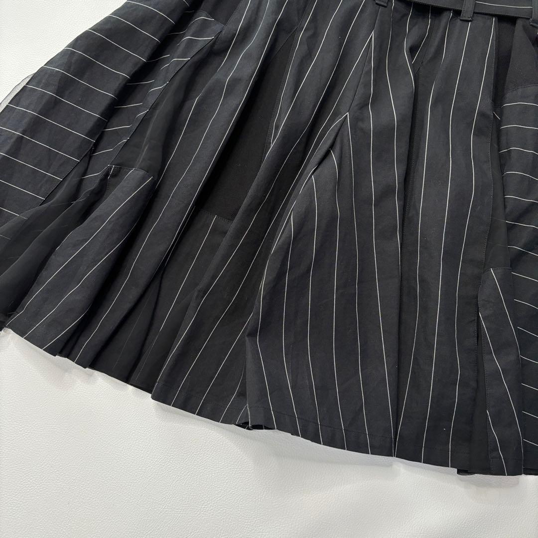sacai ハーフパンツ ショートパンツ プリーツ　ドッキング　ストライプ　2