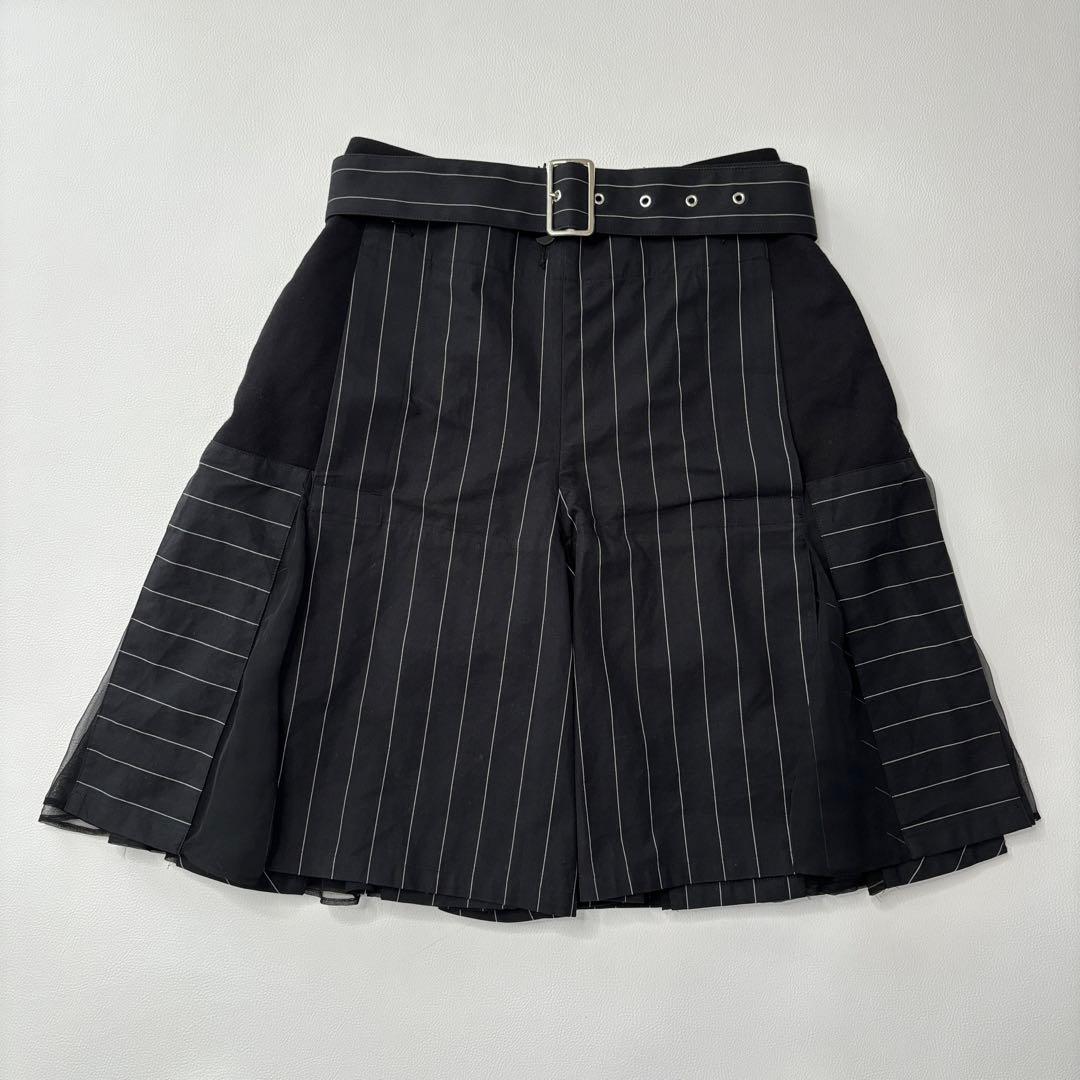sacai ハーフパンツ ショートパンツ プリーツ　ドッキング　ストライプ　2