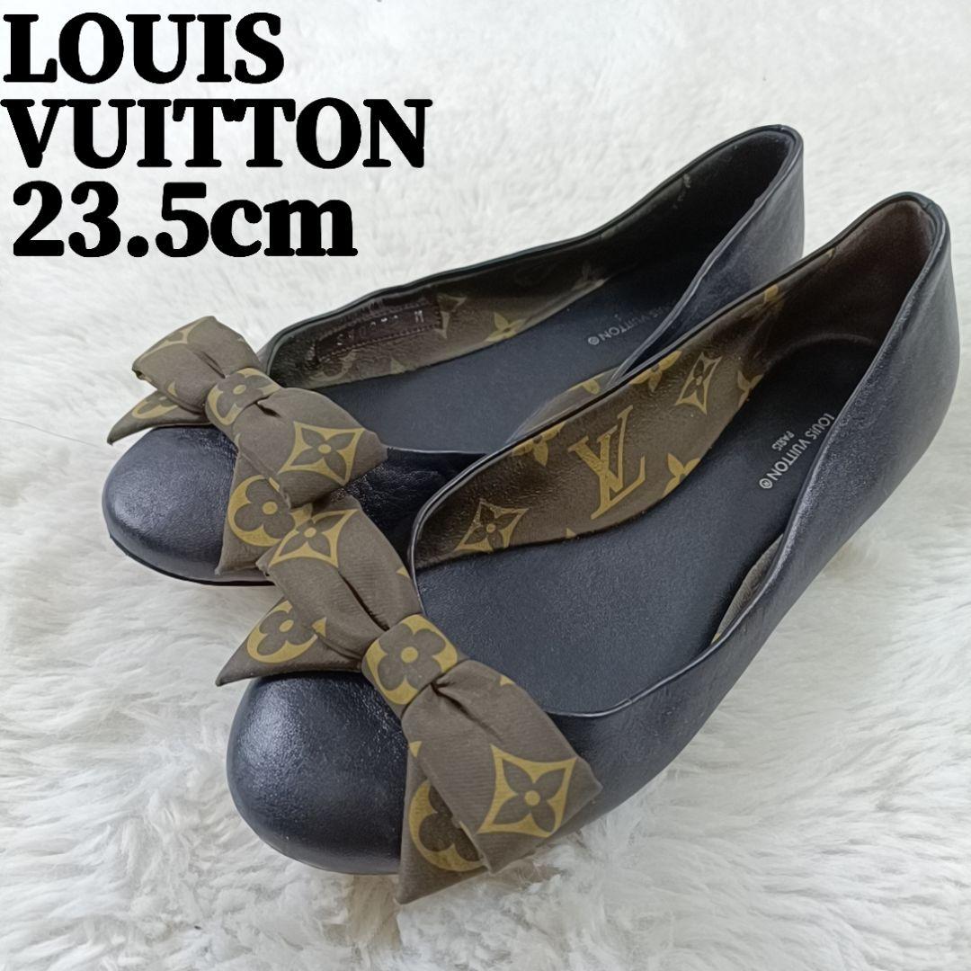 希少✨ルイヴィトン フラットシューズ モノグラム リボン ブラック 23.5cm