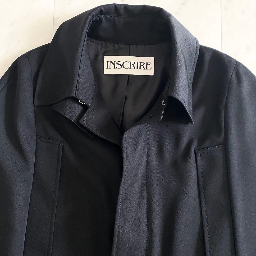 極美品 アンスクリア INSCRIRE ウールギャバジンケープコート 38