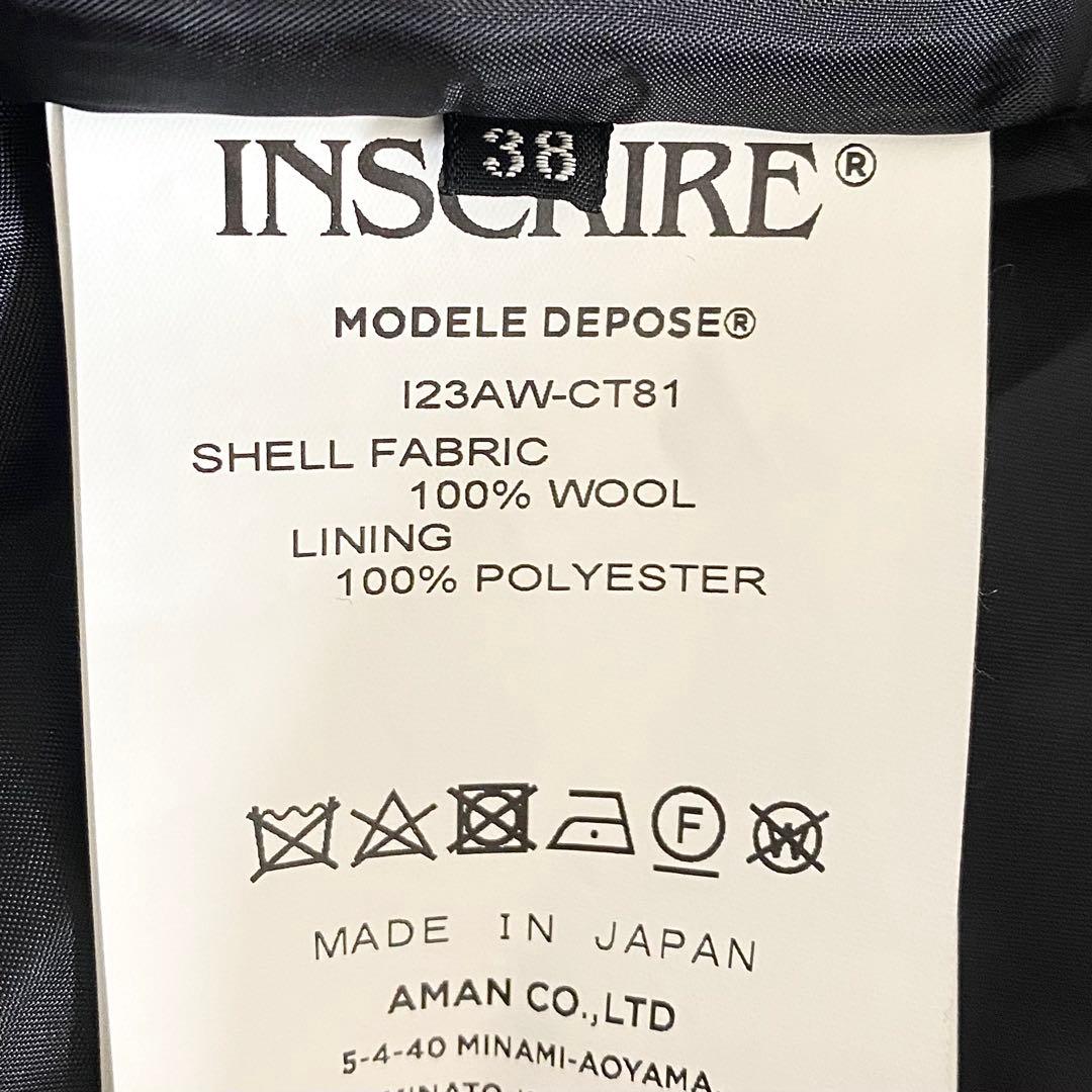 極美品 アンスクリア INSCRIRE ウールギャバジンケープコート 38