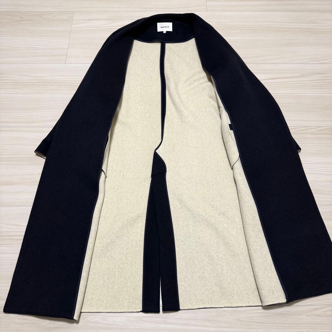 【極美品✨】エンフォルド ウールソフトリバーノーカラーコート ダブルフェイス