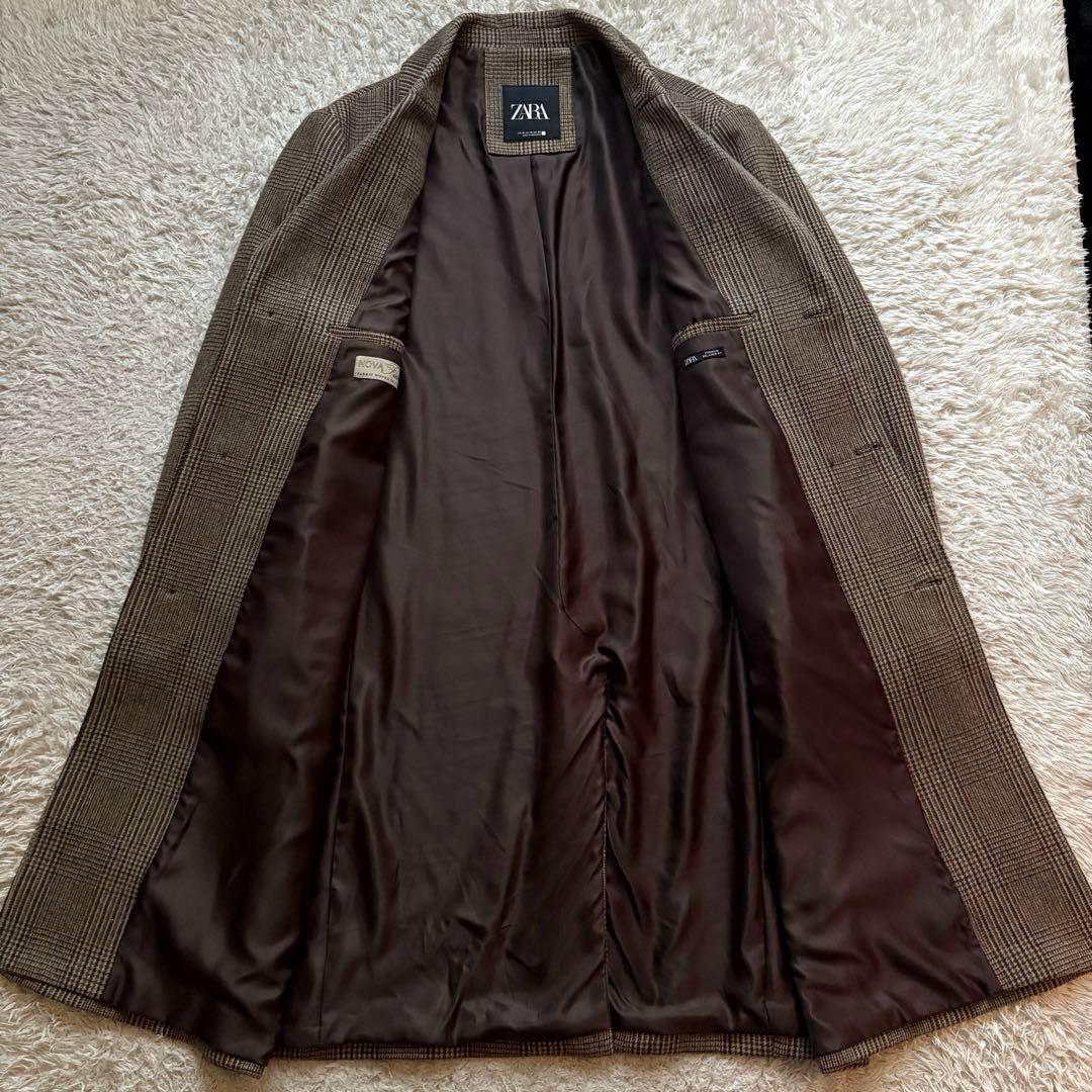 ★希少 XLサイズ★ ZARA チェスターコート ツイード グレンチェック