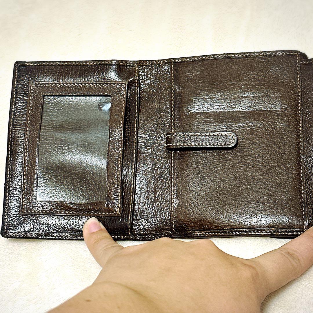 希少 オールドグッチ 二つ折り財布 シェリーライン GGスプリーム アクセコ 茶