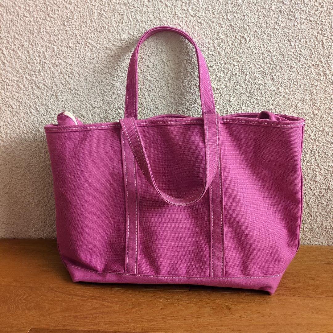 【美品】L.L.Bean トートバッグ ピンク　ラージ　ファスナー