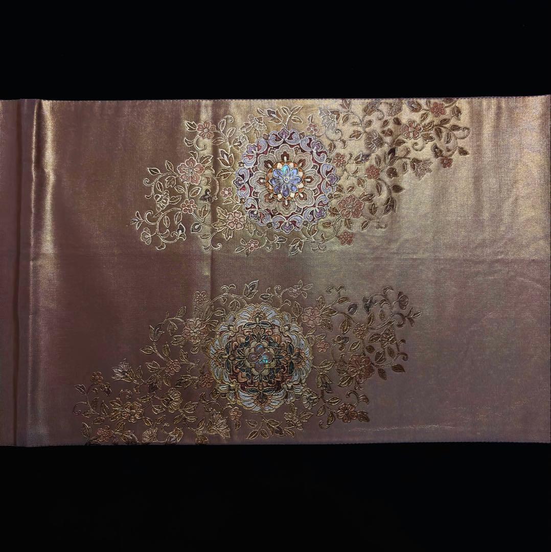 【美品】袋帯 螺鈿 宝相華 金色 お太鼓柄