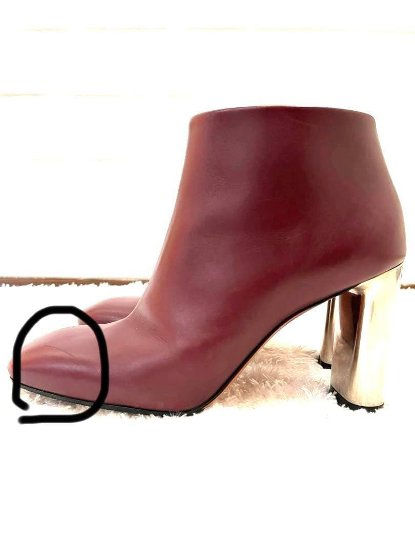 【美品】セリーヌ フィービー期 ボルドー ブーティ 36 1/2メタルヒール