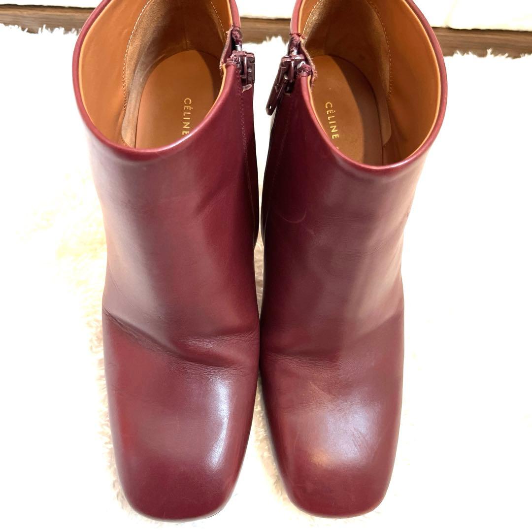 【美品】セリーヌ フィービー期 ボルドー ブーティ 36 1/2メタルヒール