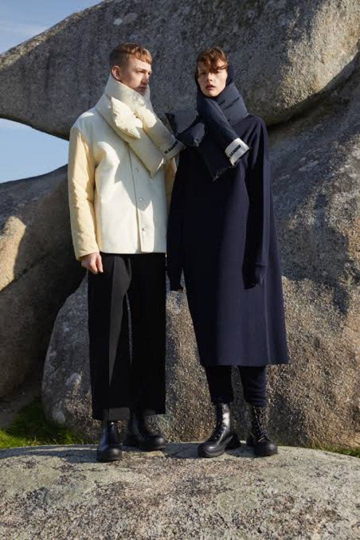 JIL SANDER+ 19AW ウール比翼コート ネイビー