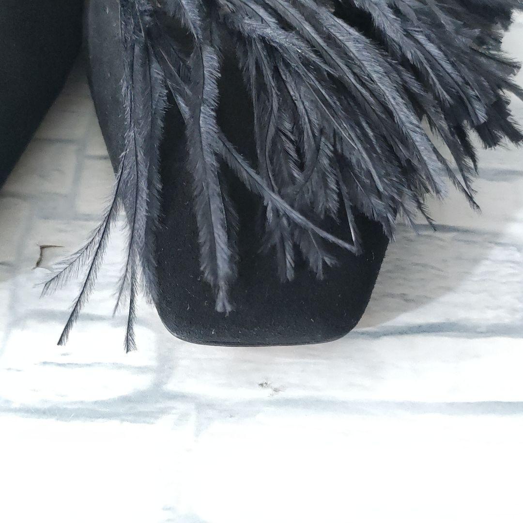 保存袋付き未使用品✨ジミーチュウ　スウェードフラットパンプス　フェザー×ビジュー