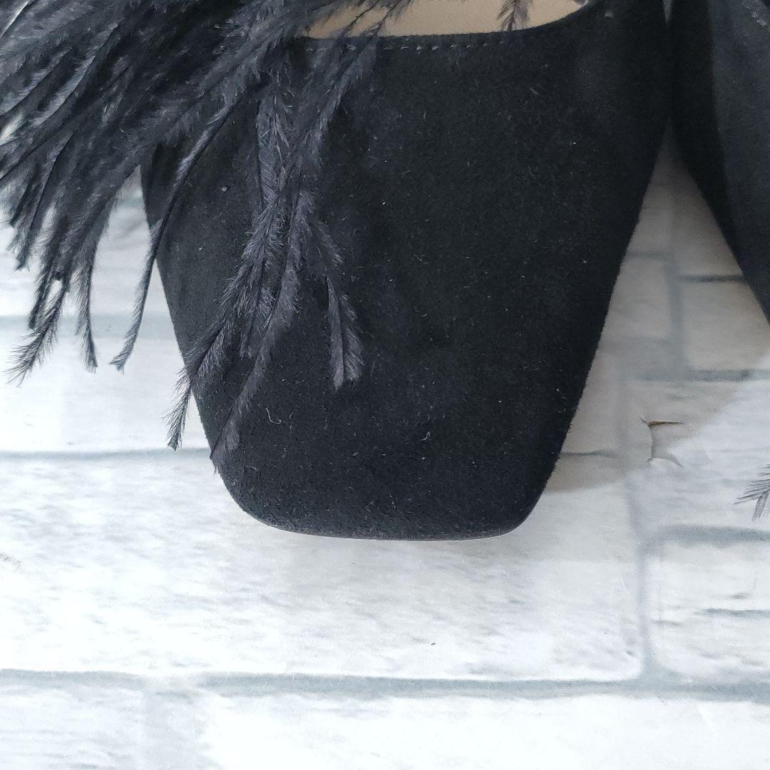 保存袋付き未使用品✨ジミーチュウ　スウェードフラットパンプス　フェザー×ビジュー