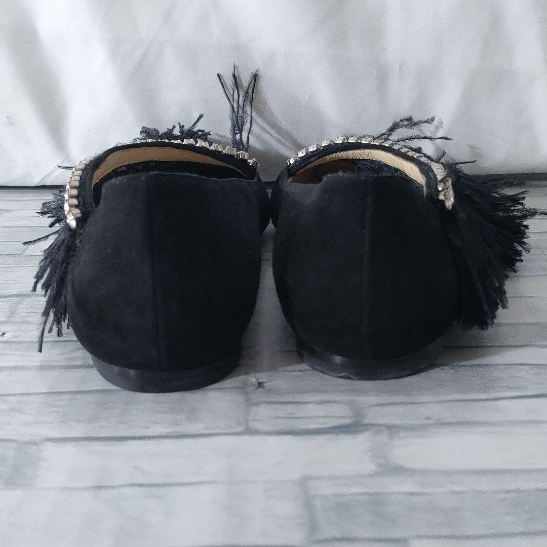 保存袋付き未使用品✨ジミーチュウ　スウェードフラットパンプス　フェザー×ビジュー