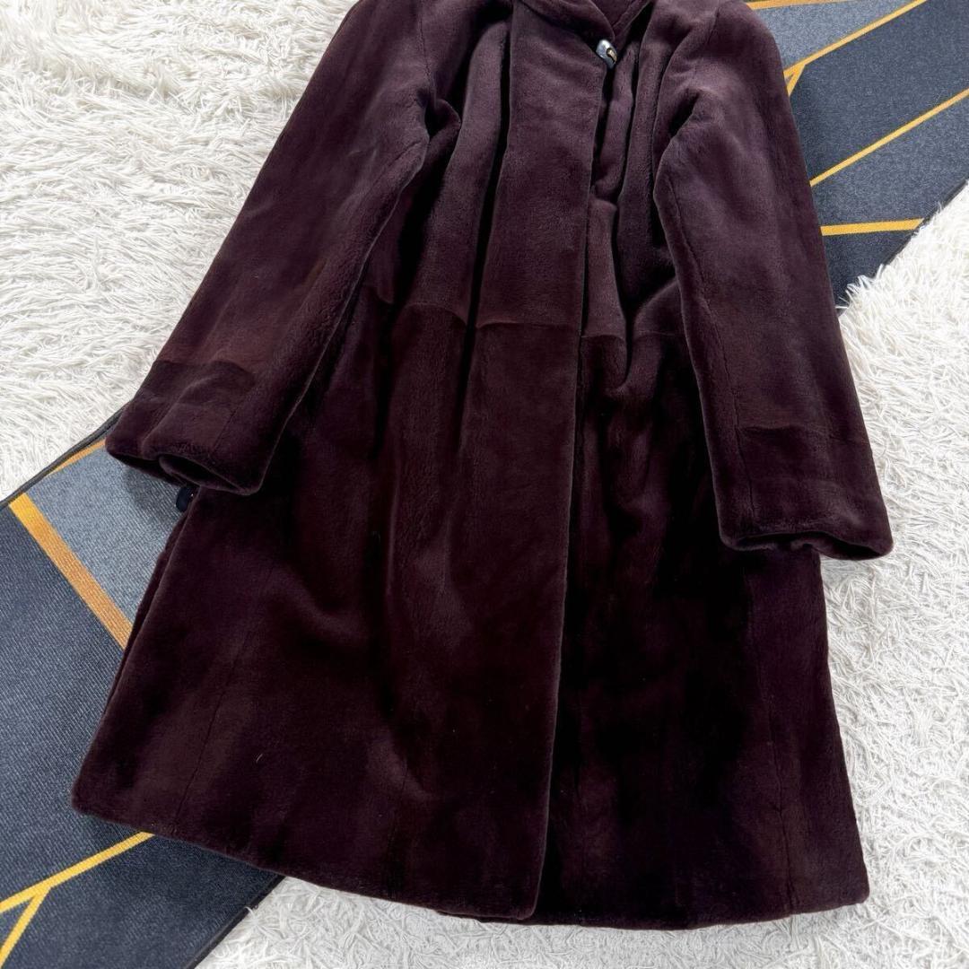美品 総丈100㎝ エンバ シェアードミンク カシス コート ロング AA015