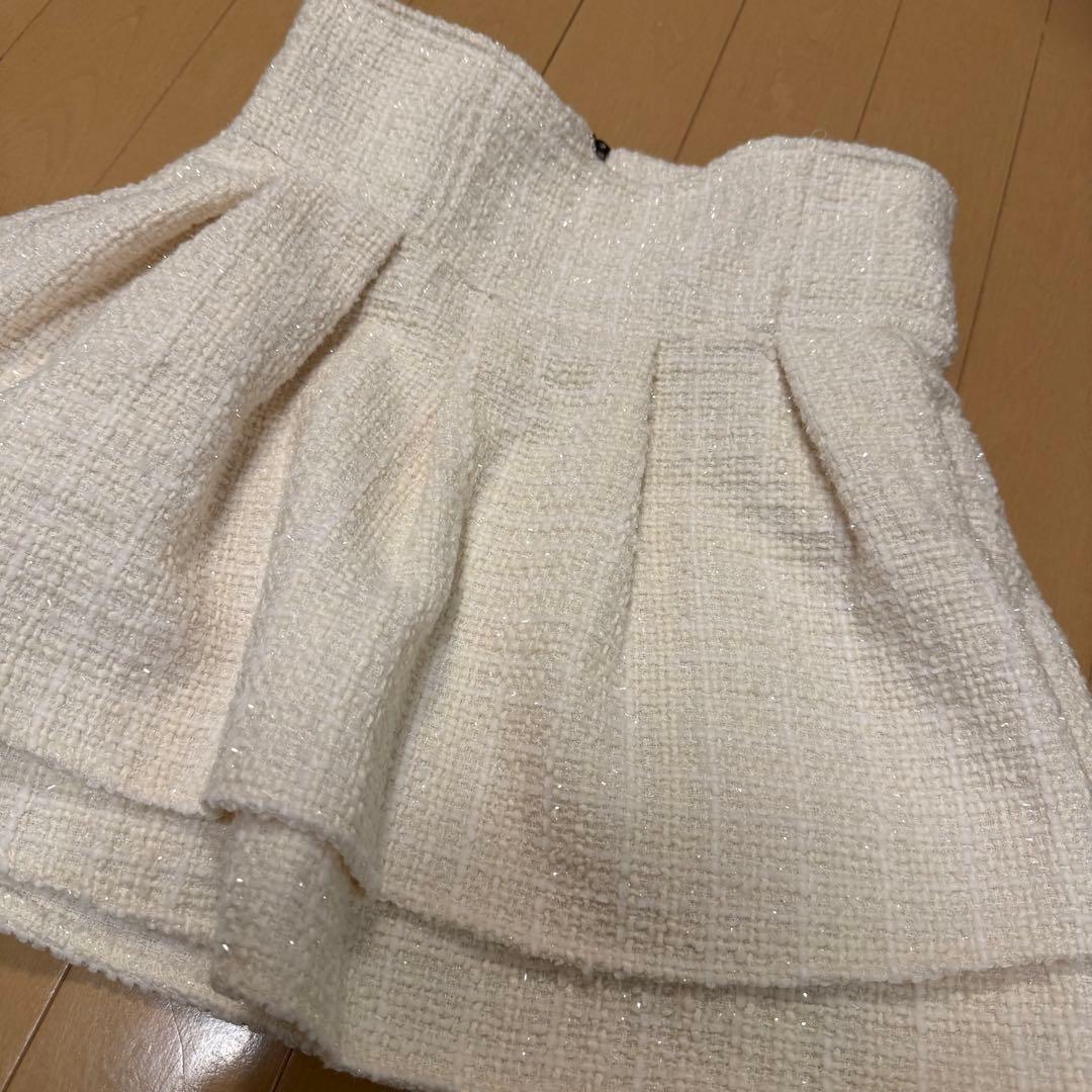ミシェルマカロン ファンシーツイード美脚スカート ホワイト