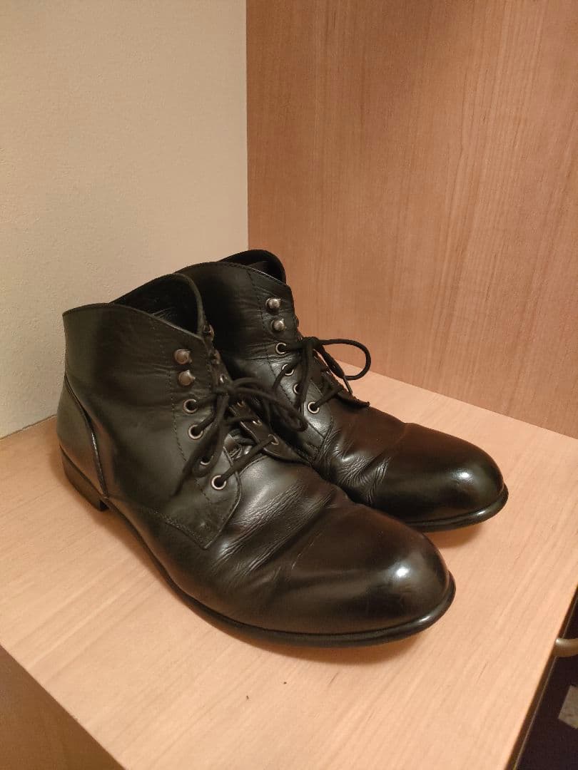 PADRONE バックジップ レースアップ チャッカブーツ 42 ブラック